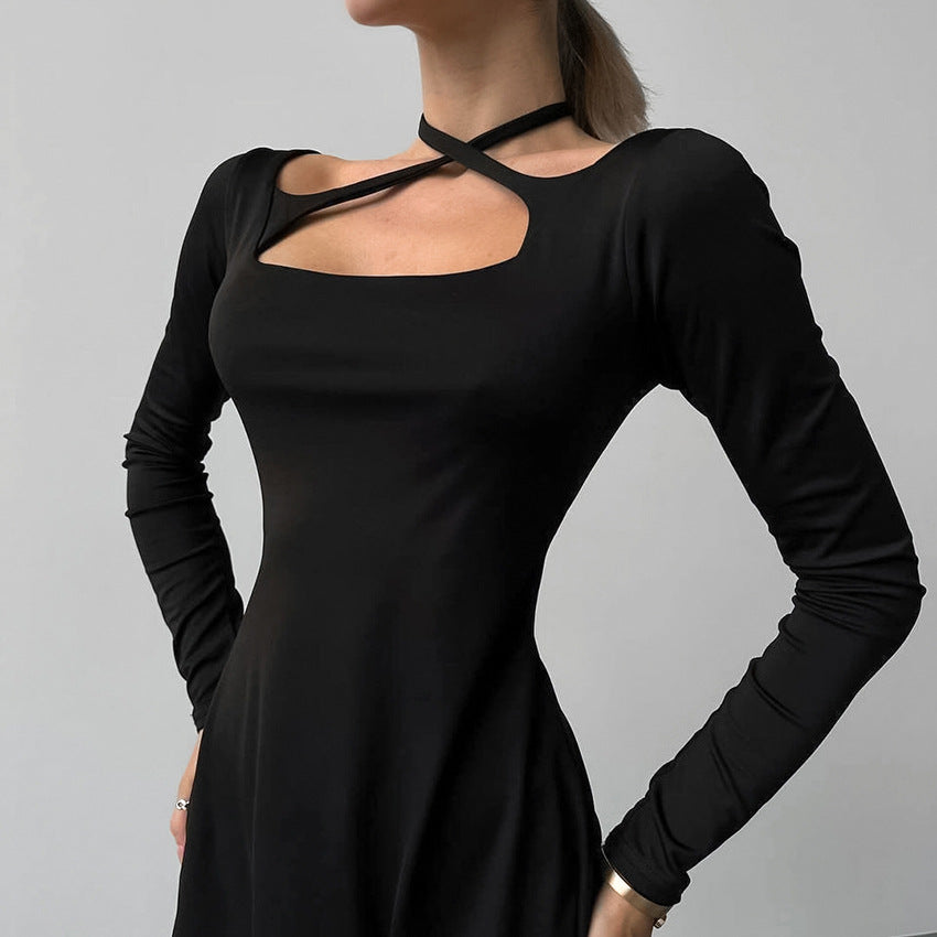 Crisscross Strap Slim Fit A-Line Dress