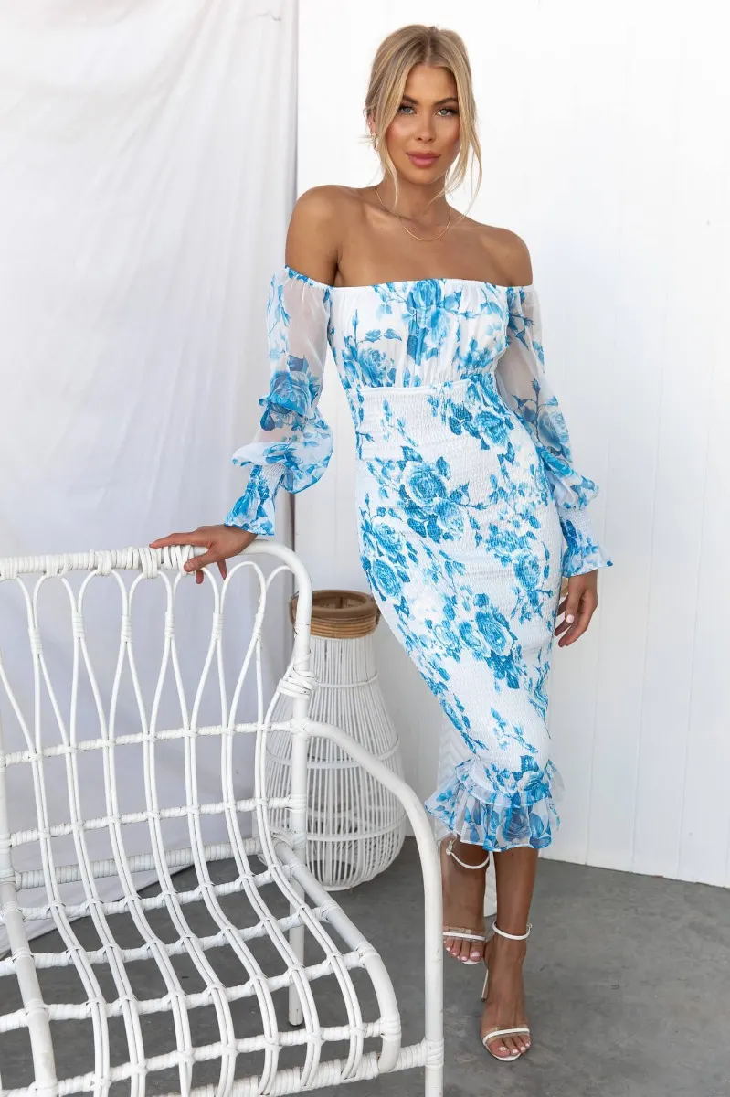 Women's Midi Dress with Elastic Waist