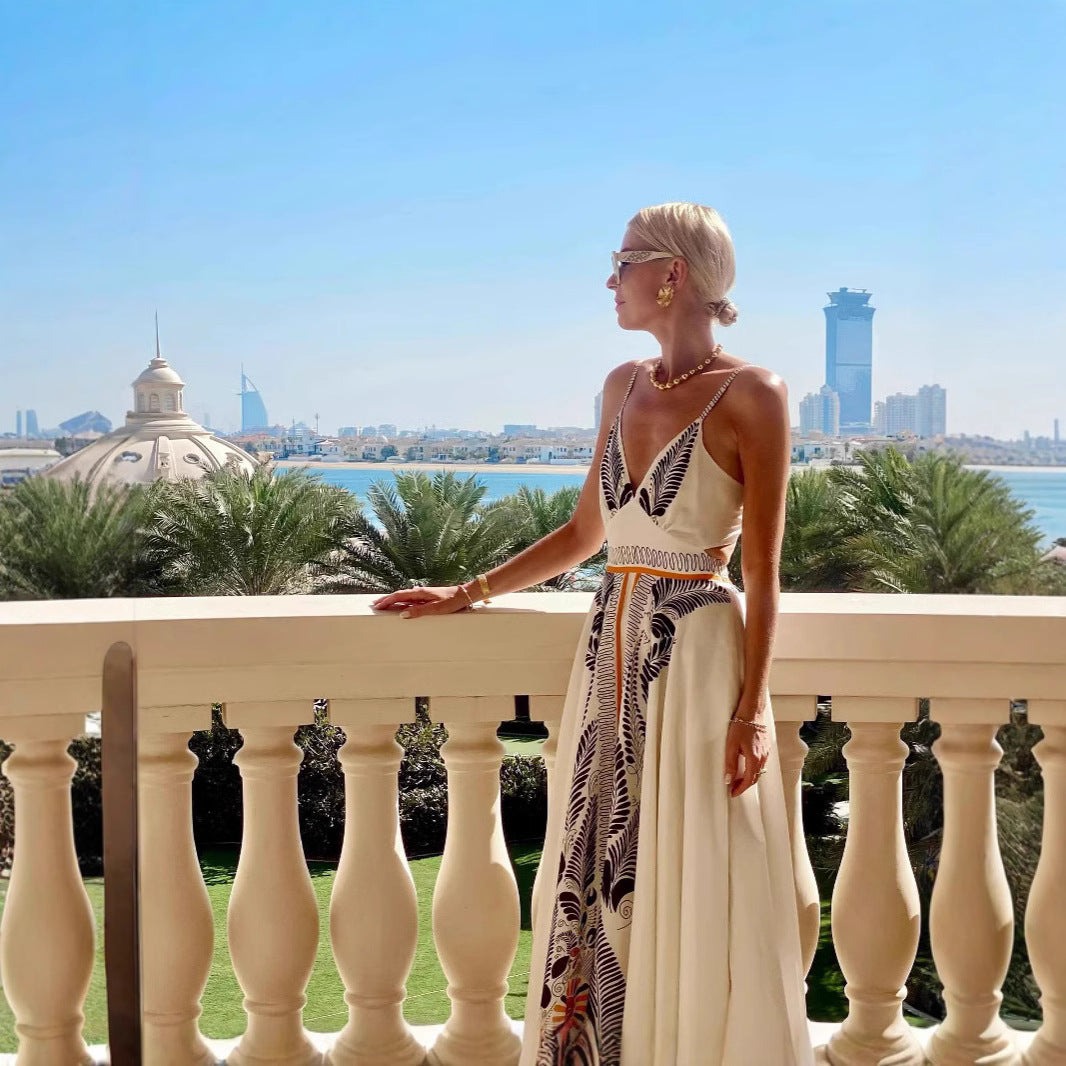 Women’s Maxi Dress – Halter Neck – Low Cut – Open Back – Lightweight Flowy Fit