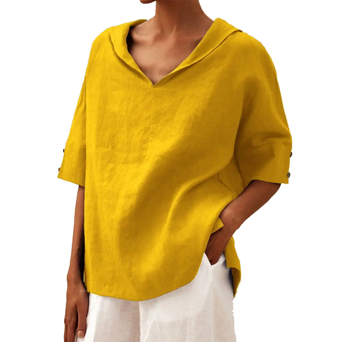 Relaxed Loose Tunic Top - Casual Half Sleeve Blouse