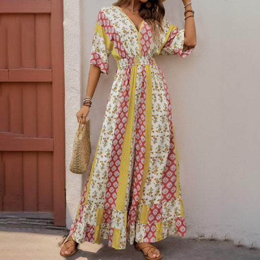 Bohemian Print Relaxed Wide Leg Jumpsuit
