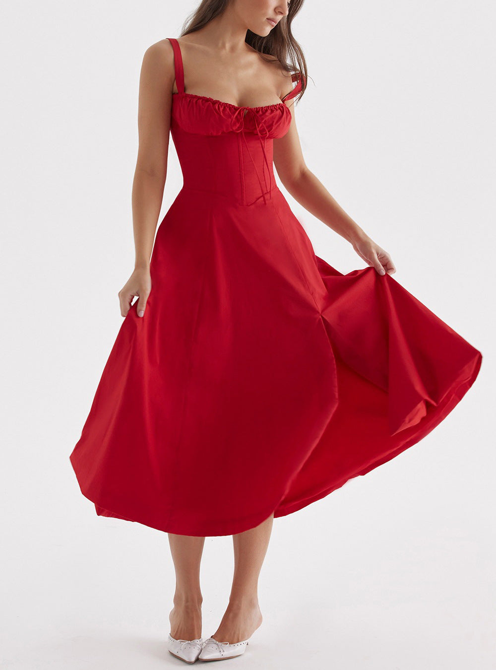 Floral Print Breathable A-Line Midi Dress