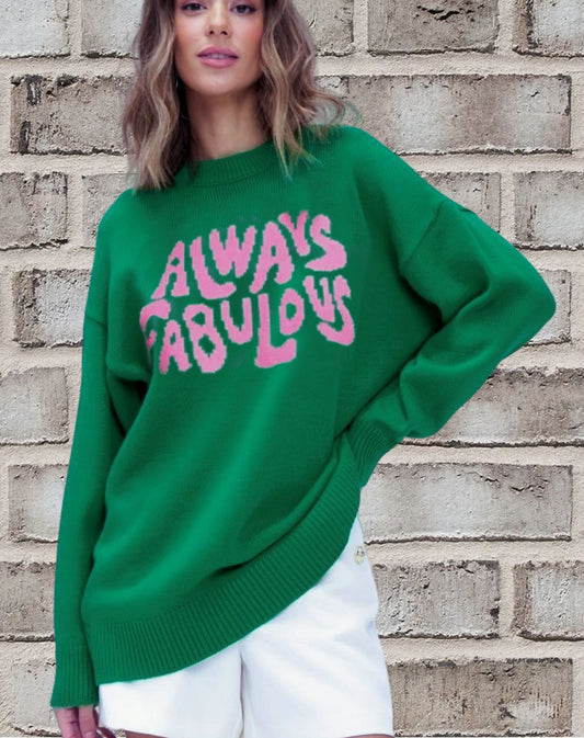 Bold Graphic Relaxed Fit Knit Pullover Sweater 