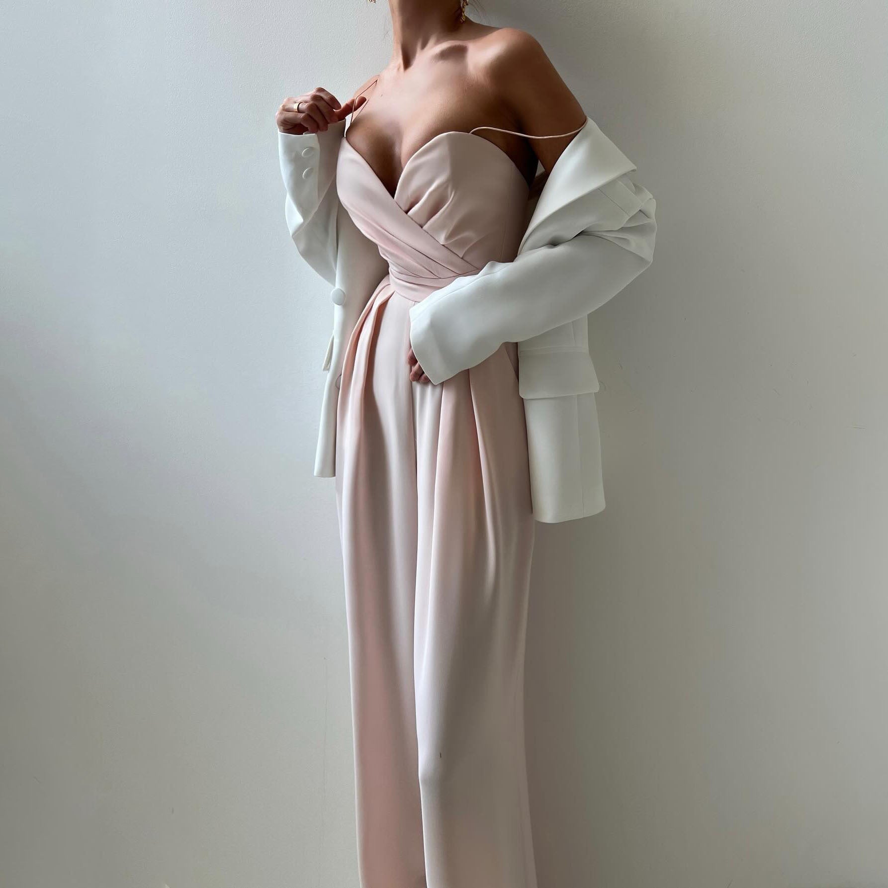 Satin Finish Sweetheart Neckline Jumpsuit