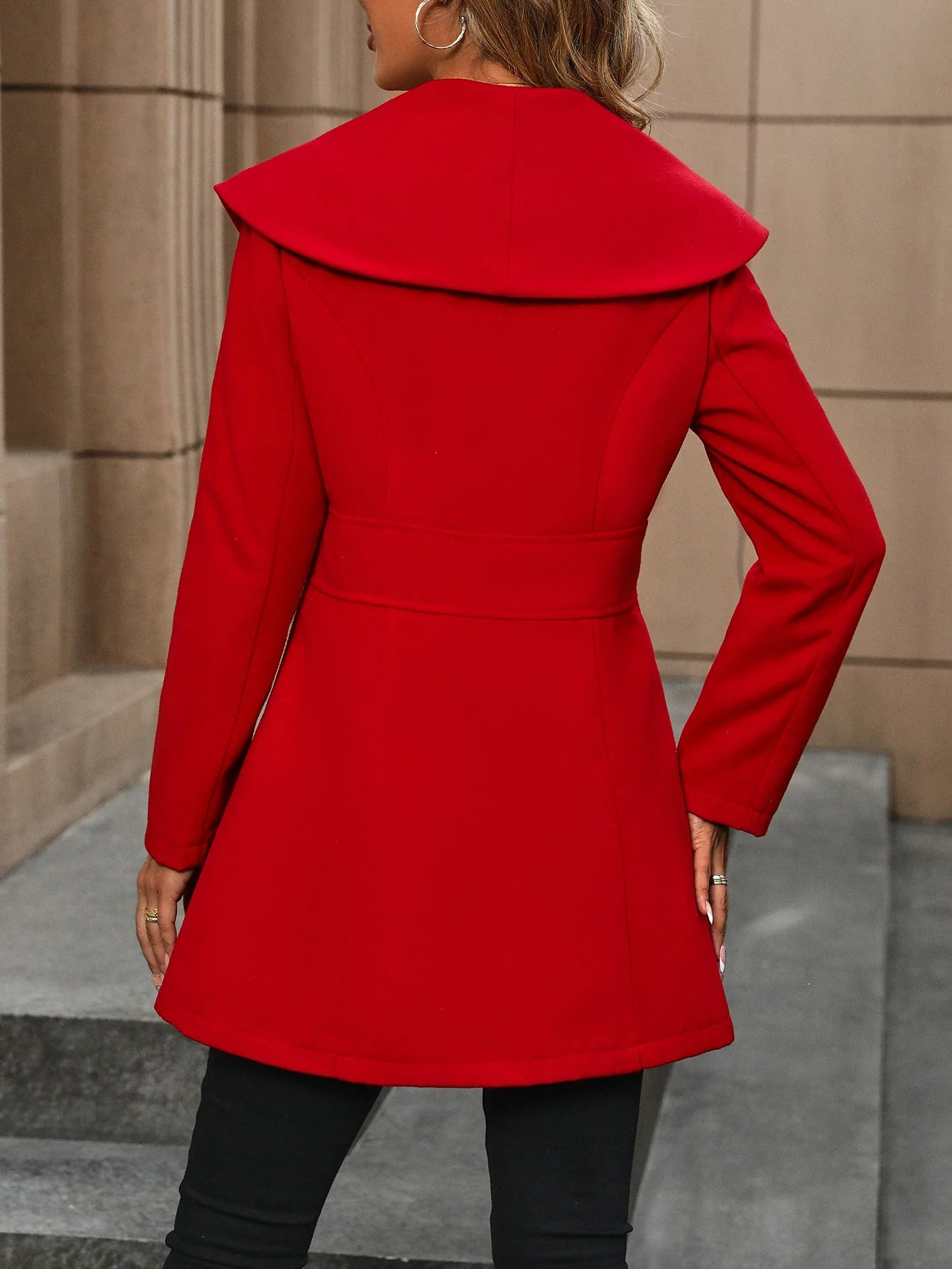 Tailored Wool Texture Mid-Length Cardigan Coat 