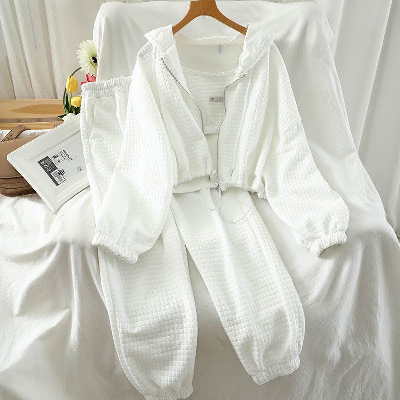 Waffle Texture Loose Fit Tracksuit Set 