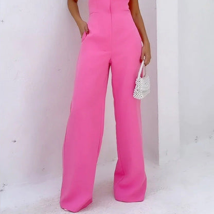 Women’s Jumpsuit – Strapless Tailored Bodice – Wide Leg – Full Length Elegant Fit