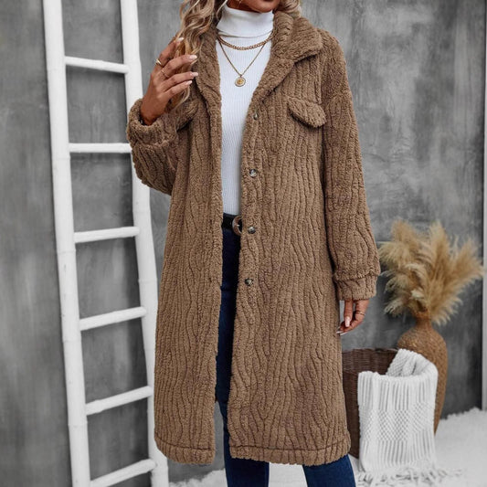 Faux Fur Oversized Fit Midi Coat 