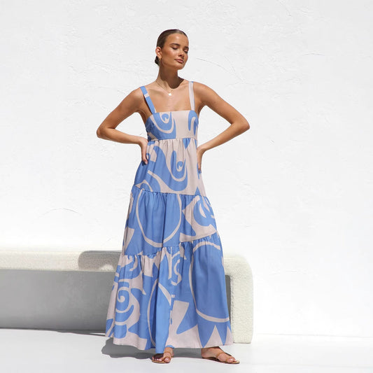 Lightweight Cotton Tiered Flowy Maxi Dress