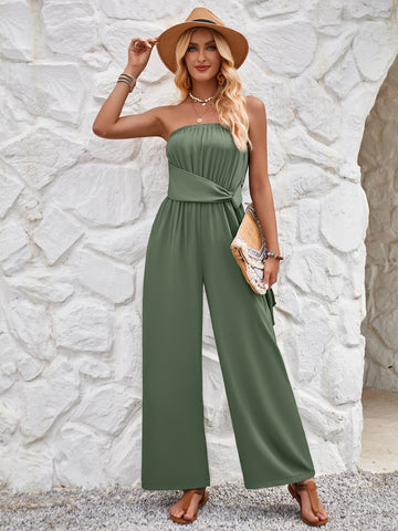 Nalorie - lace spaghetti strap wide leg jumpsuit