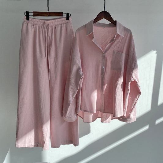Relaxed Fit Cotton Blend Loungewear Set