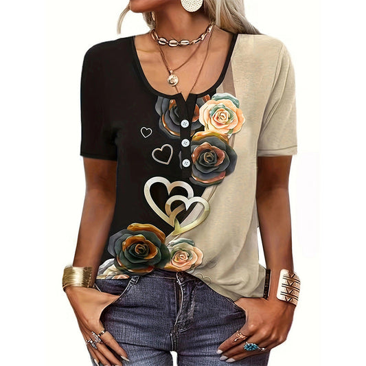 Artistic Floral Relaxed Fit T-shirt 