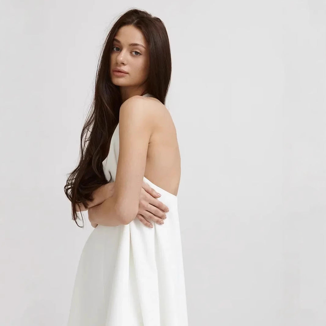 Lightweight A-Line Halter Neck Midi Dress