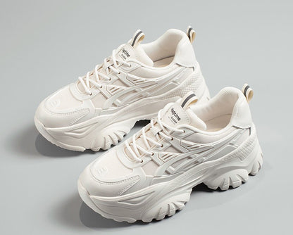 Women's Chunky Sneakers - Thick Platform Sole - Lace-Up Casual Streetwear