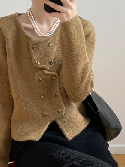 Women's elegant long sleeve cropped knit sweater