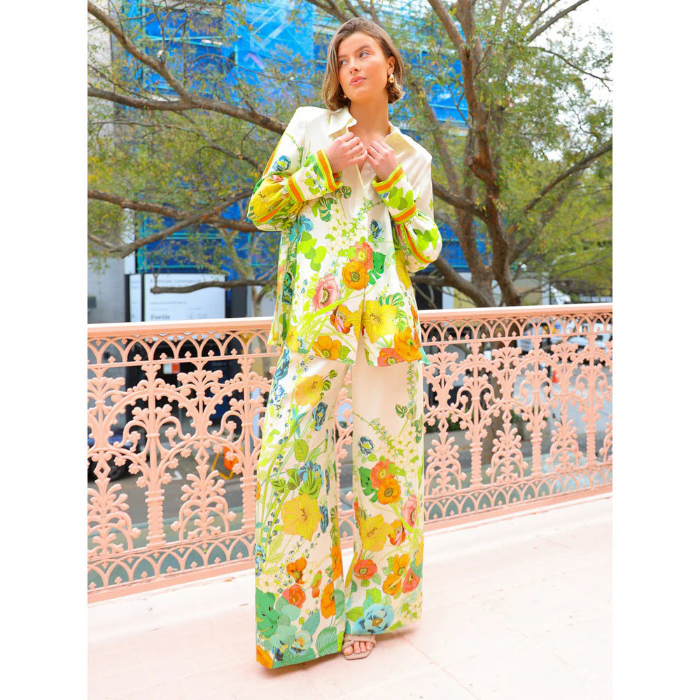 Women's floral lace-up holiday leisure set