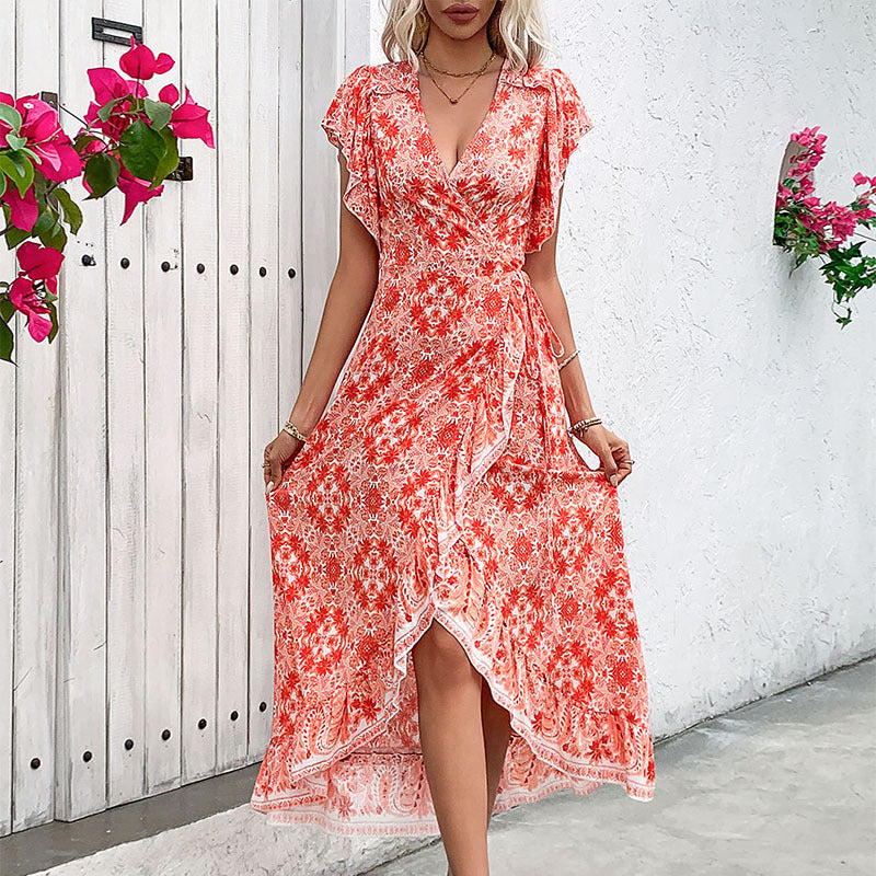 Adjustable Fit Wrap V-Neck Dress