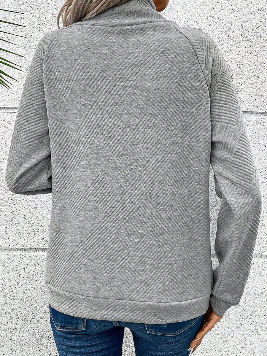 Lour - textured turtleneck long sleeve sweatshirt