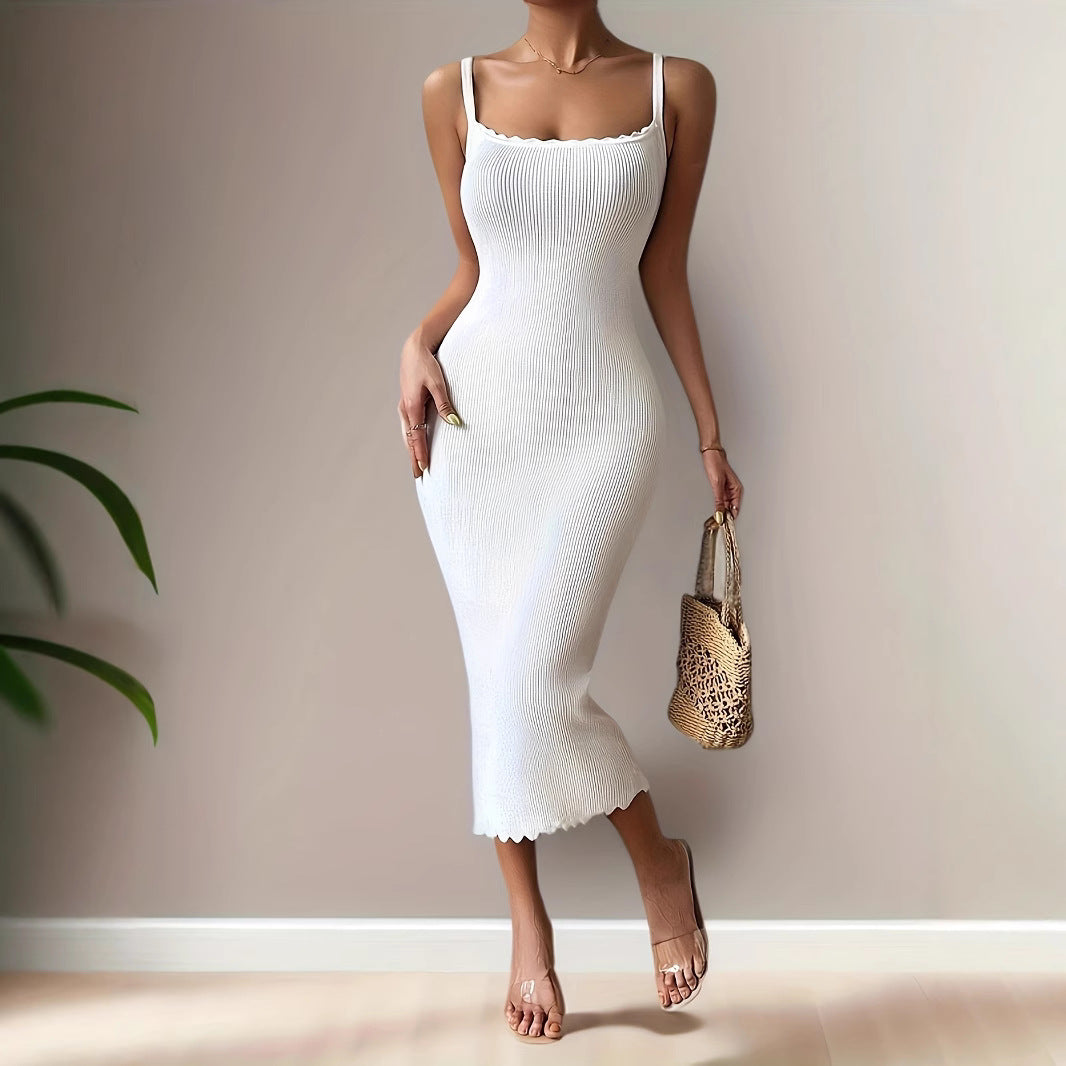 Ribbed Texture Bodycon Midi Dress