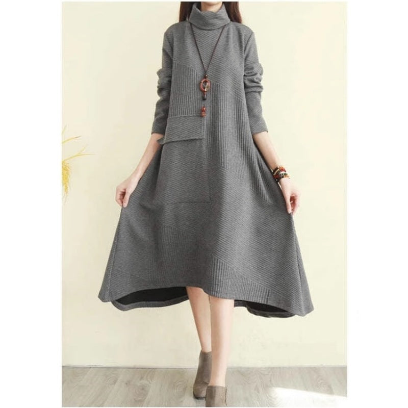 Women's Turtleneck Sweater Dress - Long Sleeve - Casual Loose Fit