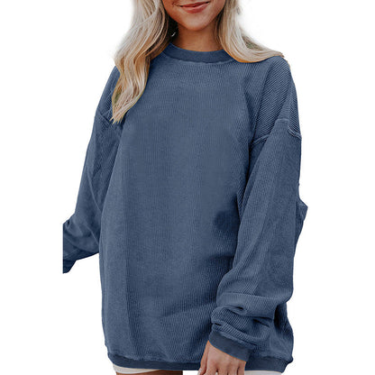 Women’s Sweatshirt – Relaxed Fit – Cotton Blend – Long Sleeve – Round Neck Casual