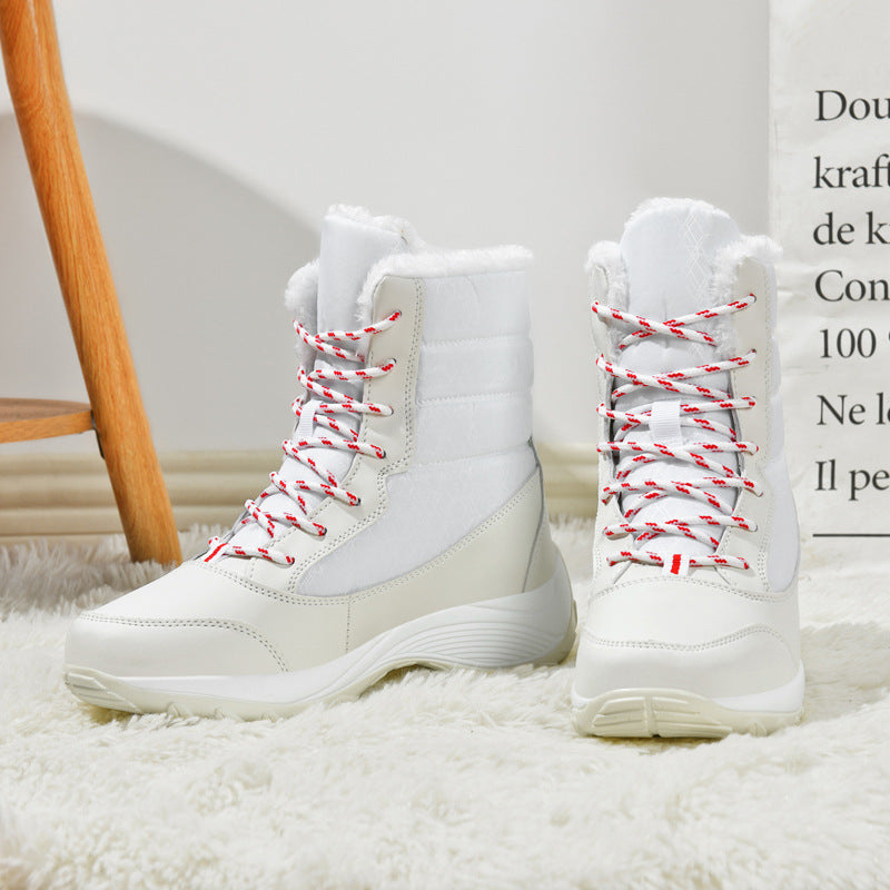 Plush Faux Fur Lined High-Top Lace-Up Boots