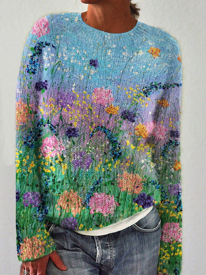 Women's printed pullover sweater