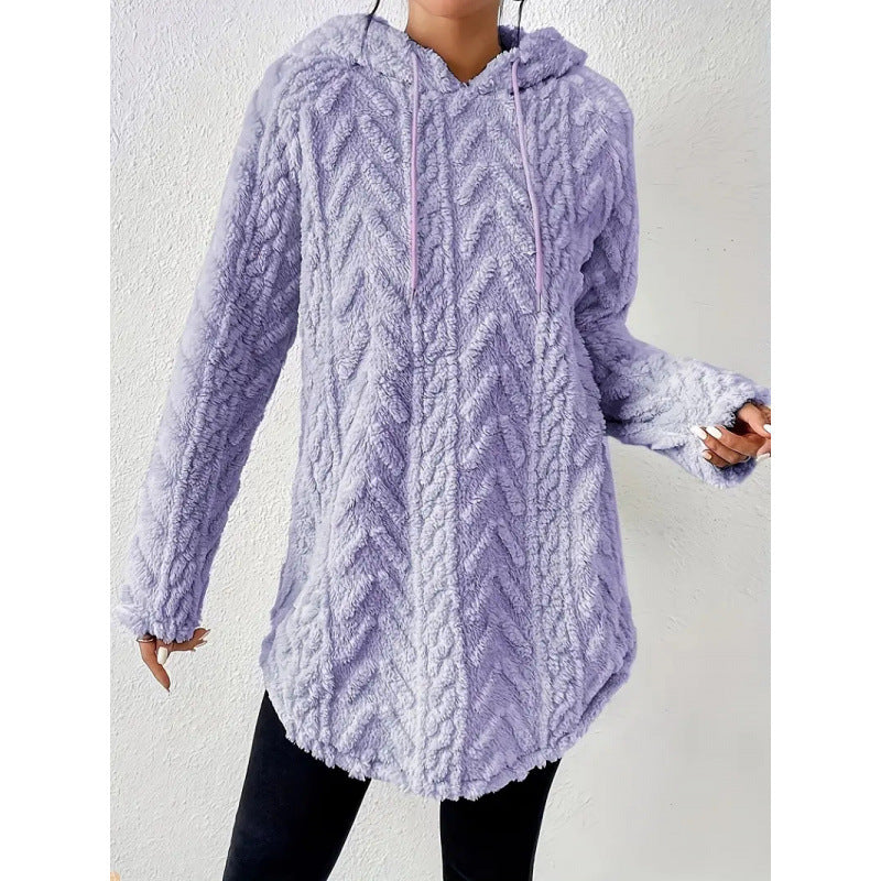 Knit Chevron Relaxed Fit Hooded Sweatshirt