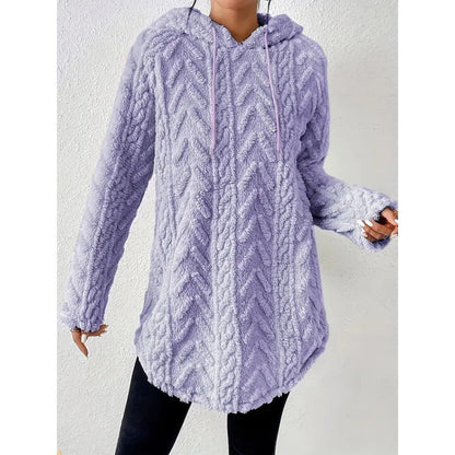 Women’s Hooded Sweatshirt - Knit - Chevron Texture - Relaxed Fit - Long Sleeve