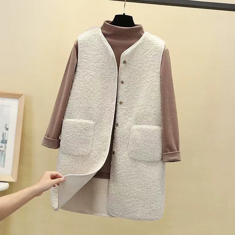 Plush Fleece Relaxed Fit Longline Vest 