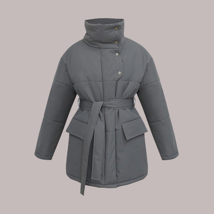 Women’s Jacket - Cotton - Oversized Fit - High Collar - Belted Waist