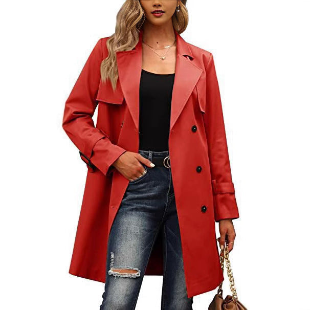 Wool Blend Tailored Double-Breasted Long Coat 