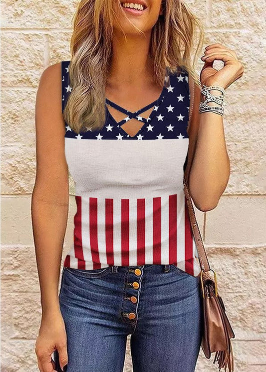Star Stripe Cotton Blend Slim Top 