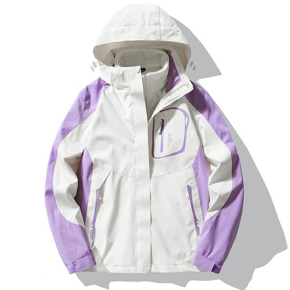Women's waterproof windproof jacket with detachable fleece liner