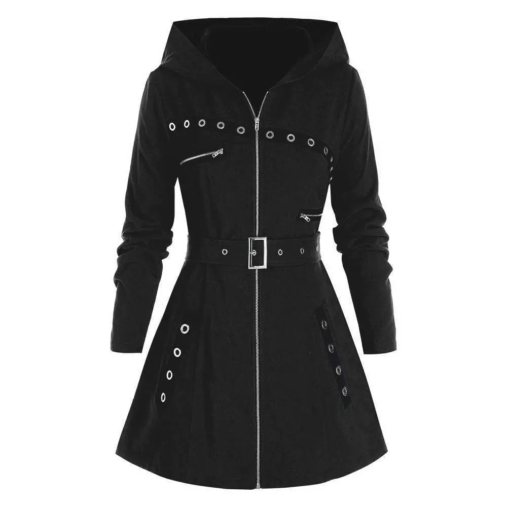 Slim Fit Asymmetrical Hem Hooded Coat 