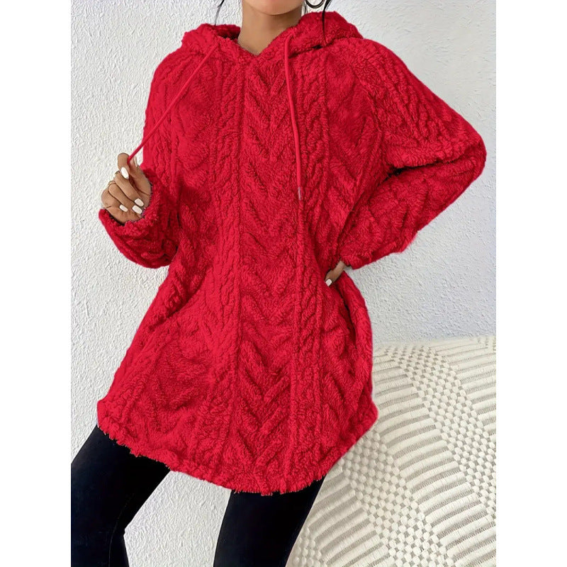 Knit Chevron Relaxed Fit Hooded Sweatshirt