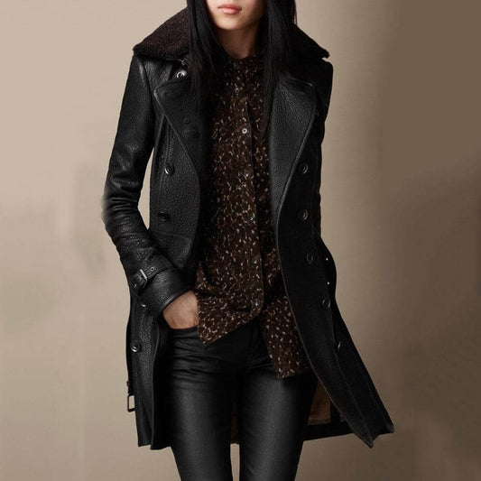 Warm Synthetic Leather Winter Coat