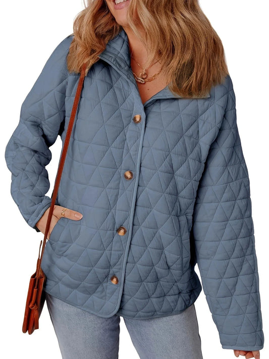 Oversized Cotton Quilted Button Front Coat 