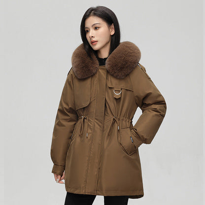 Women’s Parka Jacket – Oversized Fit – Faux Fur Hood – Water Resistant – Mid Length