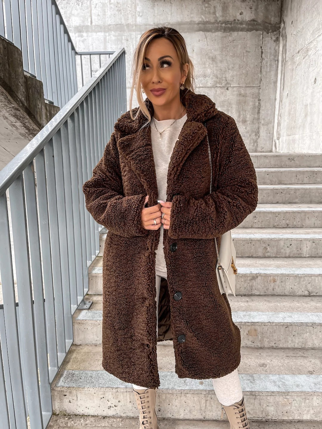 Wool Blend Oversized Long Coat 