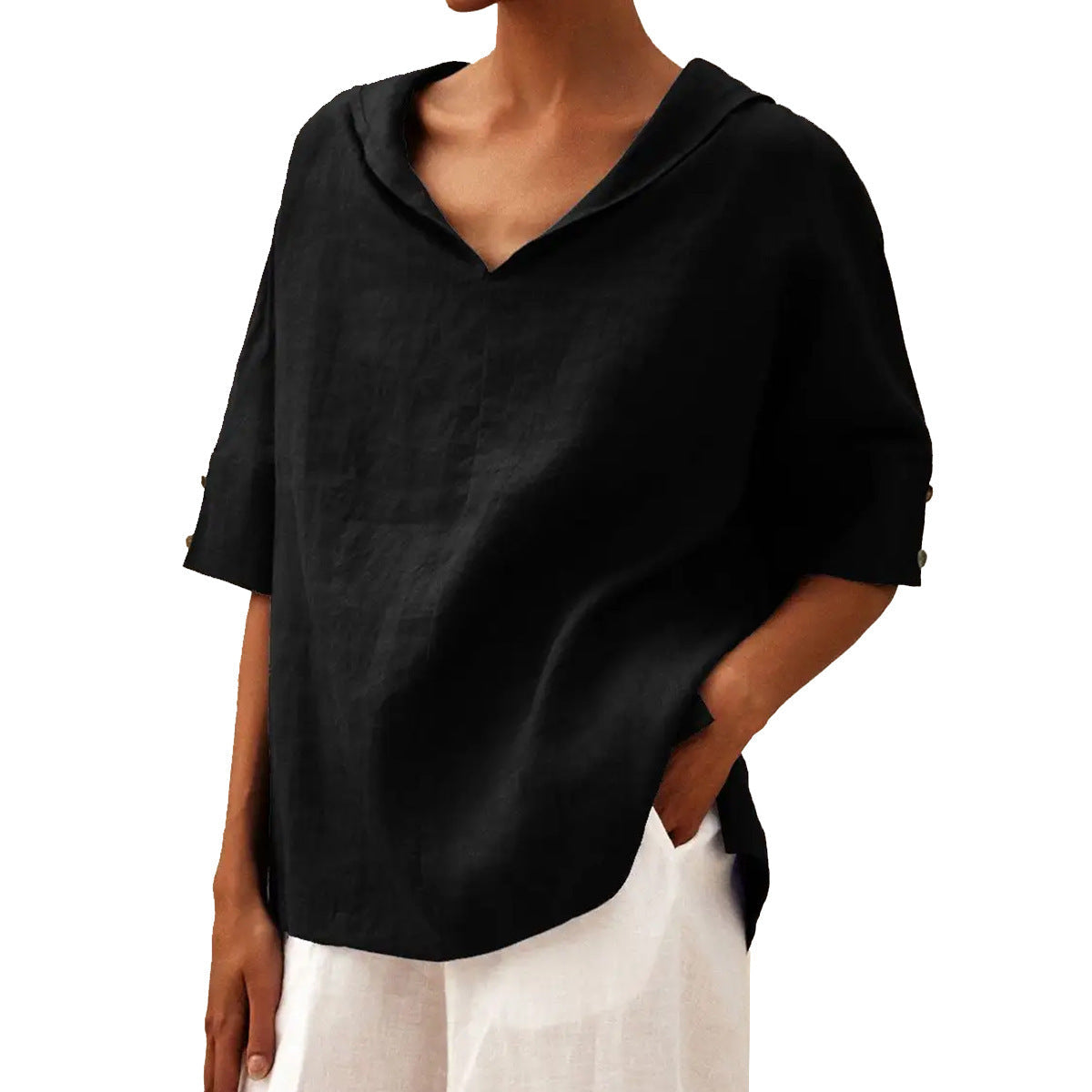 Relaxed Loose Tunic Top - Casual Half Sleeve Blouse