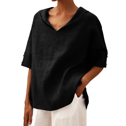 Women's Loose Tunic Top - Casual Half Sleeve - Relaxed Pullover Top