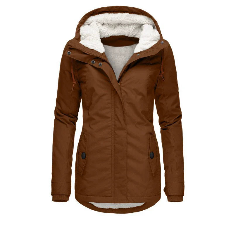 Insulated Plush Lining Semi-Fitted Parka Coat 