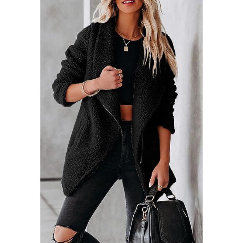 Oversized Textured Grain Fleece Jacket 