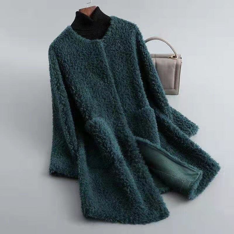 Women’s Coat - Faux Fur - Mid Length - Relaxed Fit - Open Front