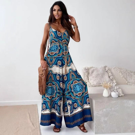 Lightweight Wide-Leg Belted Waist Jumpsuit