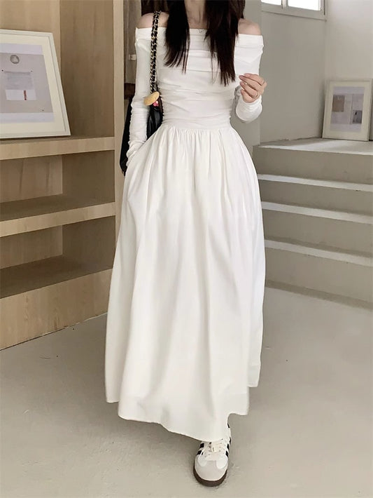 Off-Shoulder Flowing Sleeve Maxi Dress