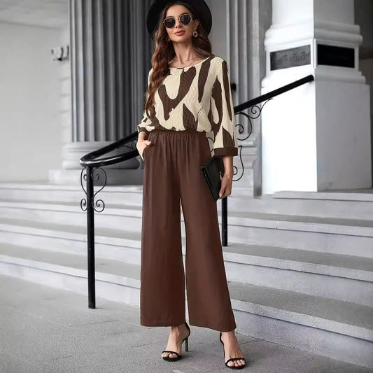 Soft Knit Abstract Print Loose Top