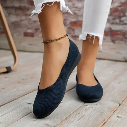 Women’s Ballet Flats - Slip-On Design - Round Toe - Textured Finish - Flexible Sole