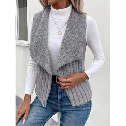 Women’s Vest - Knit - Sleeveless - Shawl Collar - Relaxed Fit - Open Front
